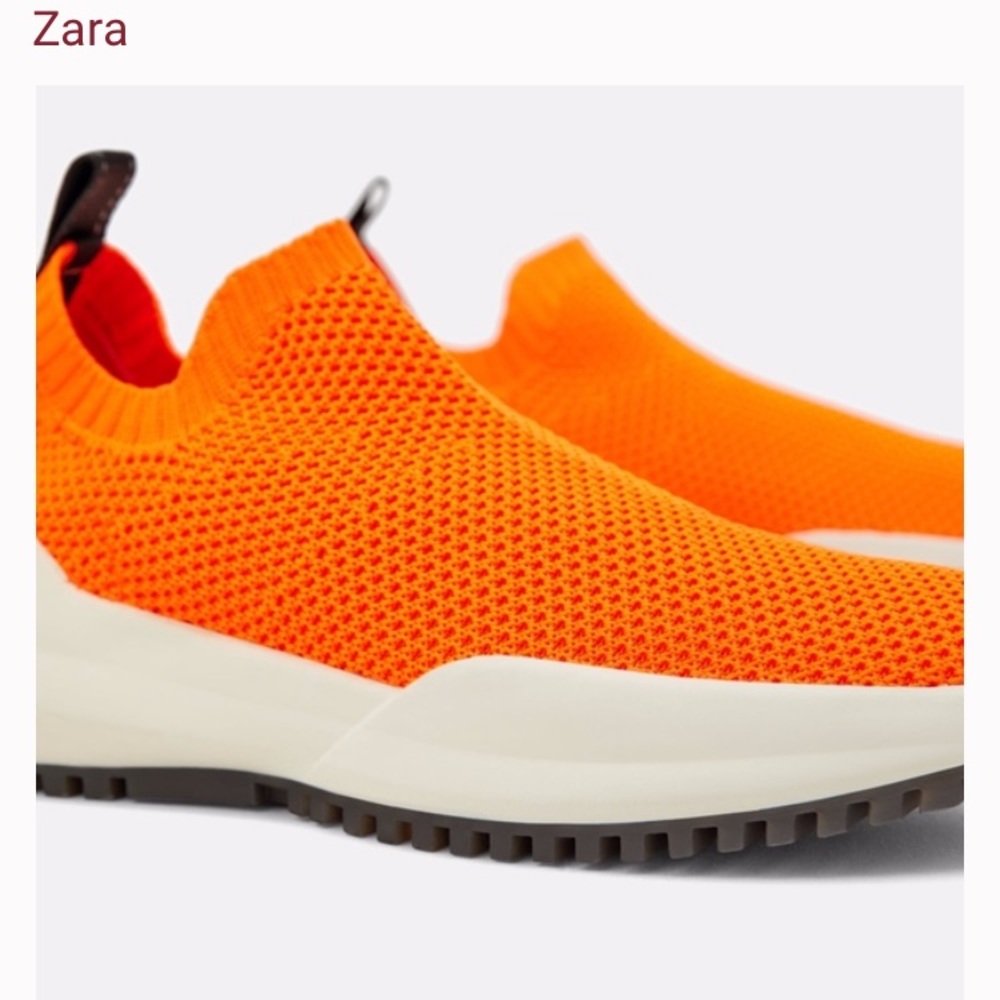🔥ZARA Neon Orange Stretch Fabric Sneaker